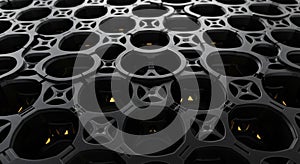 Abstract 3D Render of a Dark Hexagonal Grid Pattern with Geometric Interlocking Shapes image