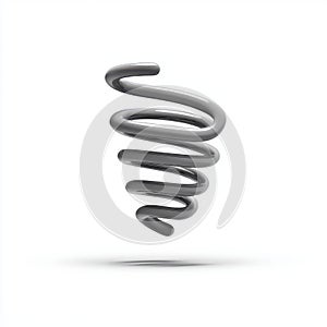 Abstract Grey Coil Spring Shaped Like A Tornado On A White Background With A Shadow