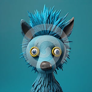 3d Rendered Animal Toy With Blue Feathers And Eyes