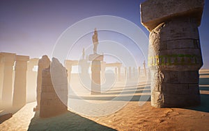 3D rendered background image of a cinematic fantasy Egyptian exterior architecture photo