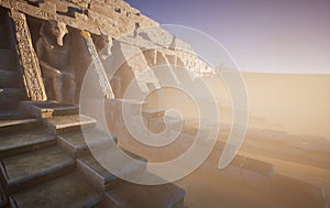 3D rendered background image of a cinematic fantasy Egyptian temple in the desert photo