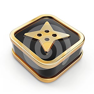 Golden Star Button App Icon on Black Square