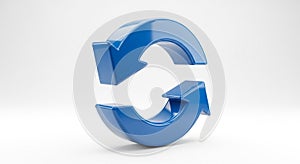 3D Rendered Blue Circular Arrows Symbolizing Refresh or Sync on White Background update