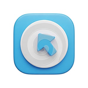 3D Rendered Blue Cursor Arrow Icon on White Background click pointer