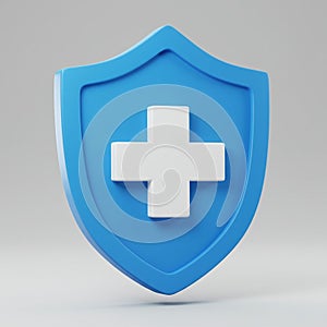 3D Rendered Blue Shield Icon Stock Illustration