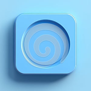 3D Rendered Blue Square Icon with Round Corners for Mobile Application Button - Modern and Sleek Design Isolated on