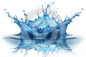 Blue water splash on white background