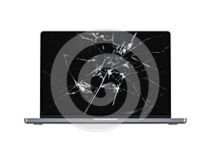 3D Rendered Broken Screen Laptop - Broken Screen MacBook - Laptop Cracked Screen