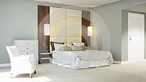 3d rendered classic hotel bedroom
