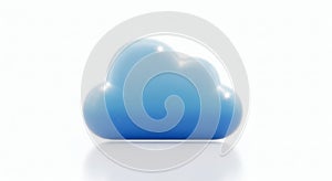 3D Rendered Cloud Icon on White Background