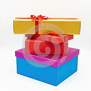 3d rendered colorful gift boxes stack