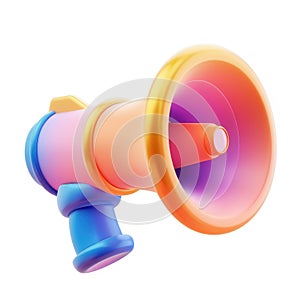 Colorful 3D Render of a Megaphone for Announcement
