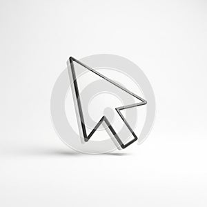 3D Rendered Computer Mouse Cursor Arrow on White Background