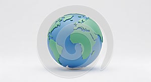 3D Rendered Earth Globe on White Background
