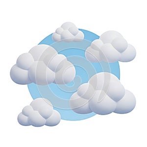 3 D rendered fluffy white clouds floating against a soft blue sky background image