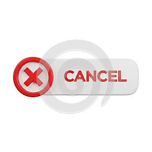 Red Cross Symbol Inside Red Circle On White Button With Text Cancel close stop