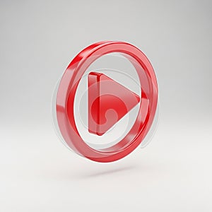 3D Rendered Red Play Button Icon on White Background play icon video