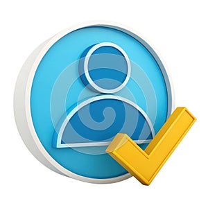 User profile confirmed icon on white background