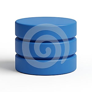 Stacked Blue Cylinders Representing Database Symbol on White Background storage information