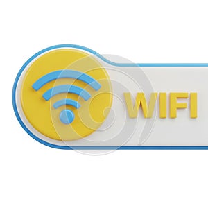 3D Wi Fi Icon with Yellow and Blue Design and Text on White Background wifi wireless