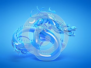 A blue asian dragon statue