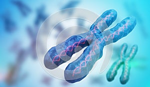 3D rendered illustration of chromosomes. Genetics concept