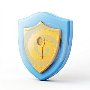 3D Render of a Blue and Yellow Security Shield Icon