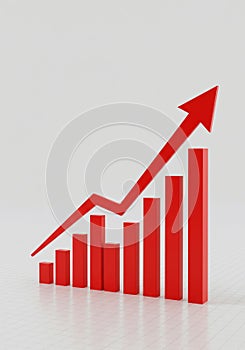 Financial Growth Chart with Red Arrow