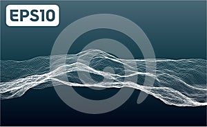 3D rendered illustration of terrain wireframe mesh.