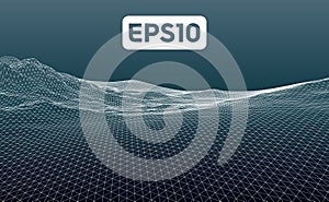 3D rendered illustration of terrain wireframe mesh.