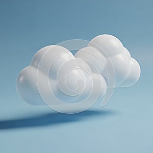 3D Rendered White Fluffy Clouds Floating Against a Light Blue Background with Shadow weather