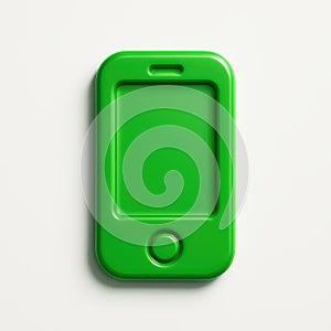Green plastic smartphone icon isolated on white background with a rounded rectangular shape and