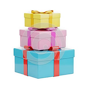 3d rendered stack of colorful gift boxes