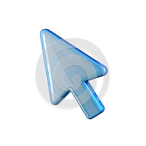 3D Blue Cursor Icon on Black Background