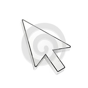 White Computer Mouse Cursor Arrow with Black Outline on White Background
