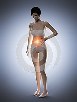 A woman having a bellyache photo