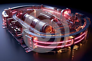 3d-rendered model of a particle accelerator