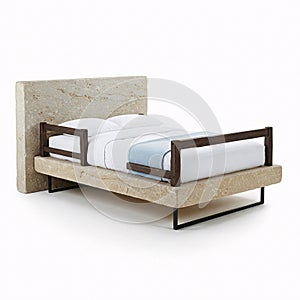 3d render of modern bed. Isolated on white background.