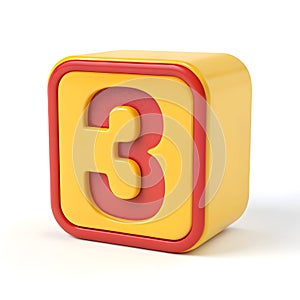 3D number block icon isolated on white background