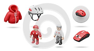 3D Rendered Objects: Red & White Theme