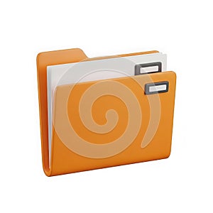 3d rendered orange folder with documents