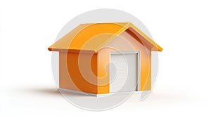 Orange House Model with Garage Door: A Simple 3D Render
