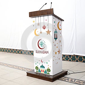 Podium Ramadan Illustration on White Background