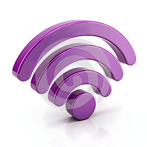 3D rendered purple wifi symbol isolated on white background photo