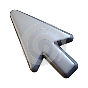 3 D rendered silver computer mouse cursor pointer isolated on a transparent background technology