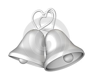 3d silver wedding bells