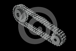 3D rendered Sprockets conected with a closed chain