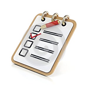 3D task management note icon isolated on white background