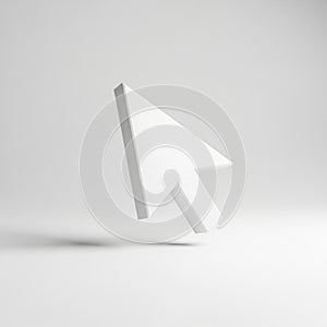 3D Rendered White Computer Mouse Cursor Arrow Floating on a Light Gray Background pointer