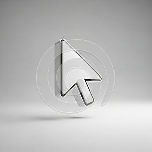 3D White Computer Mouse Cursor Arrow Icon on a Light Gray Background pointer